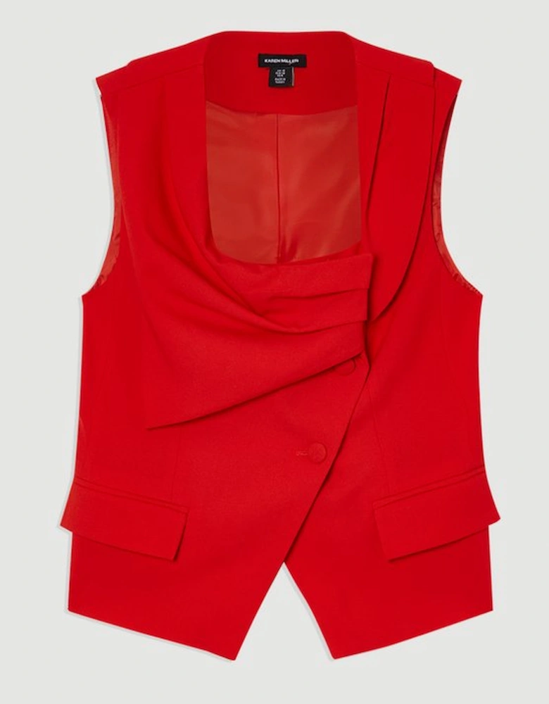 Tailored Drape Detail Sleeveless Jacket