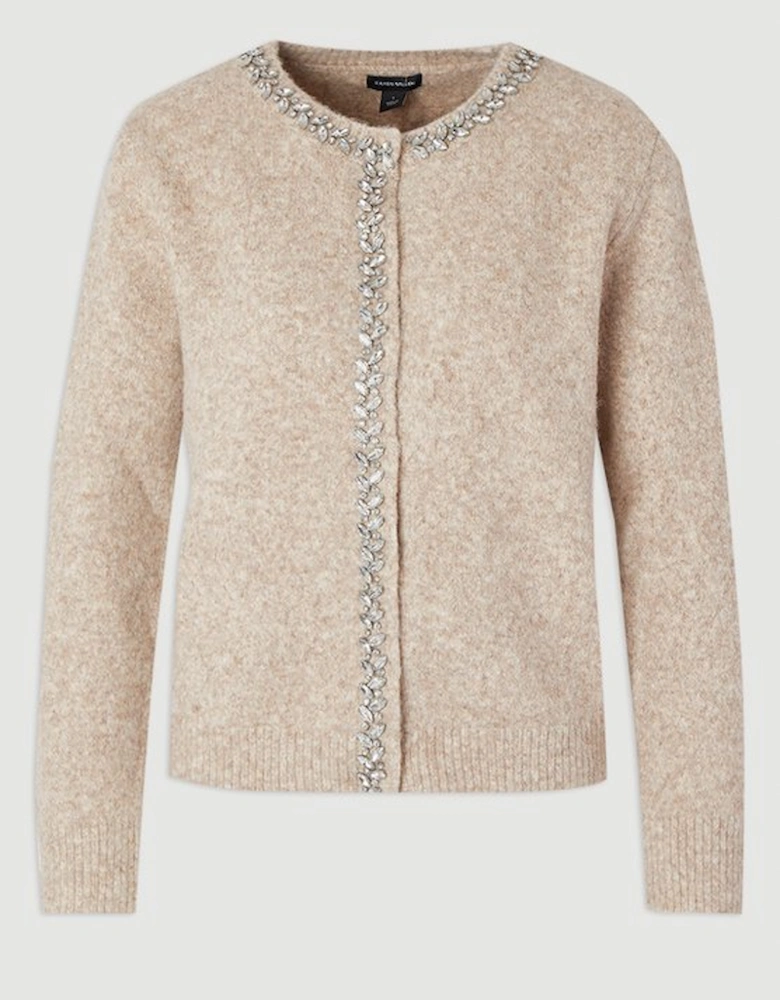 Embellished Trim Cosy Knit Cardigan