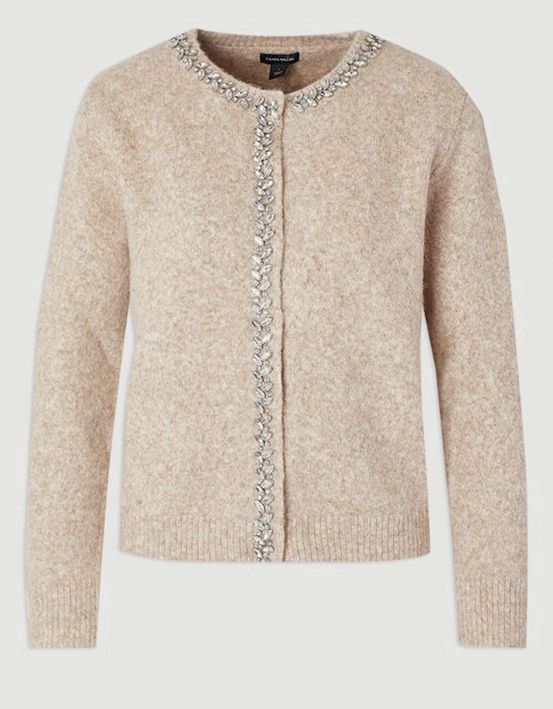 Embellished Trim Cosy Knit Cardigan