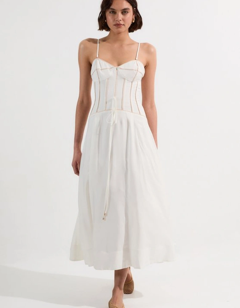 Petite Viscose Linen Corset Prom Dress