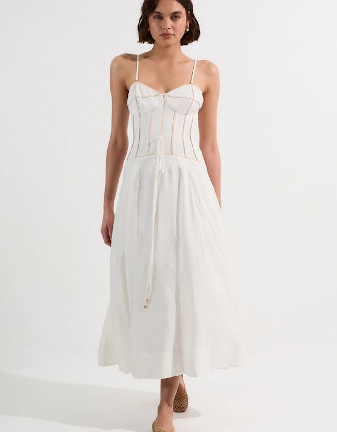 Petite Viscose Linen Corset Prom Dress