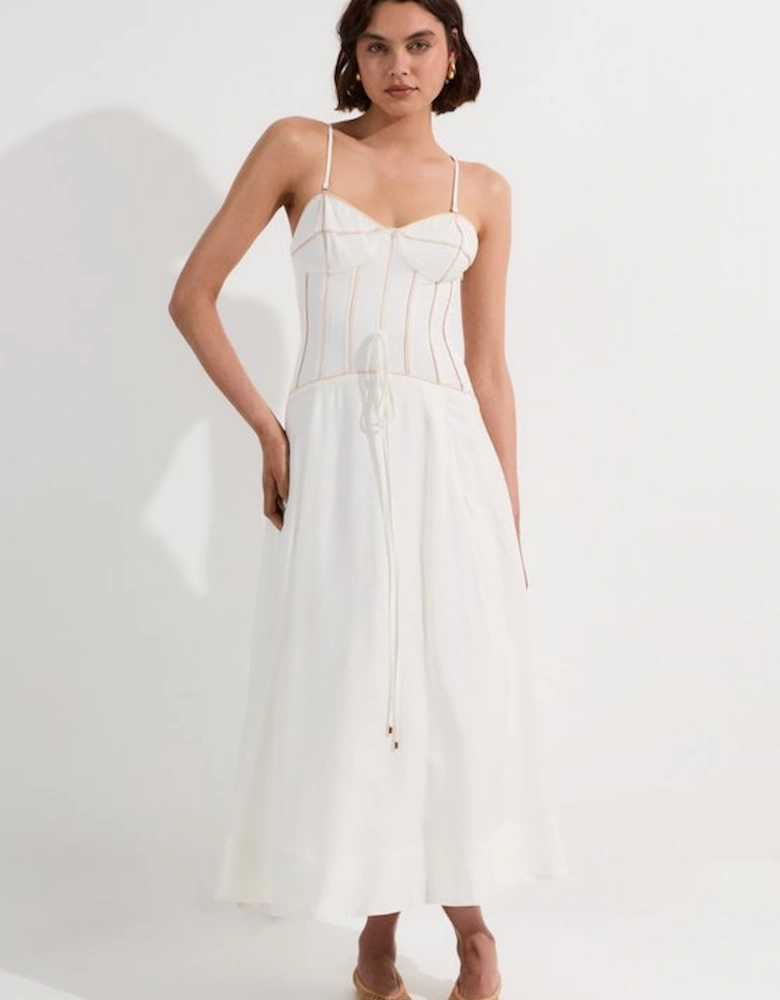 Petite Viscose Linen Corset Prom Dress