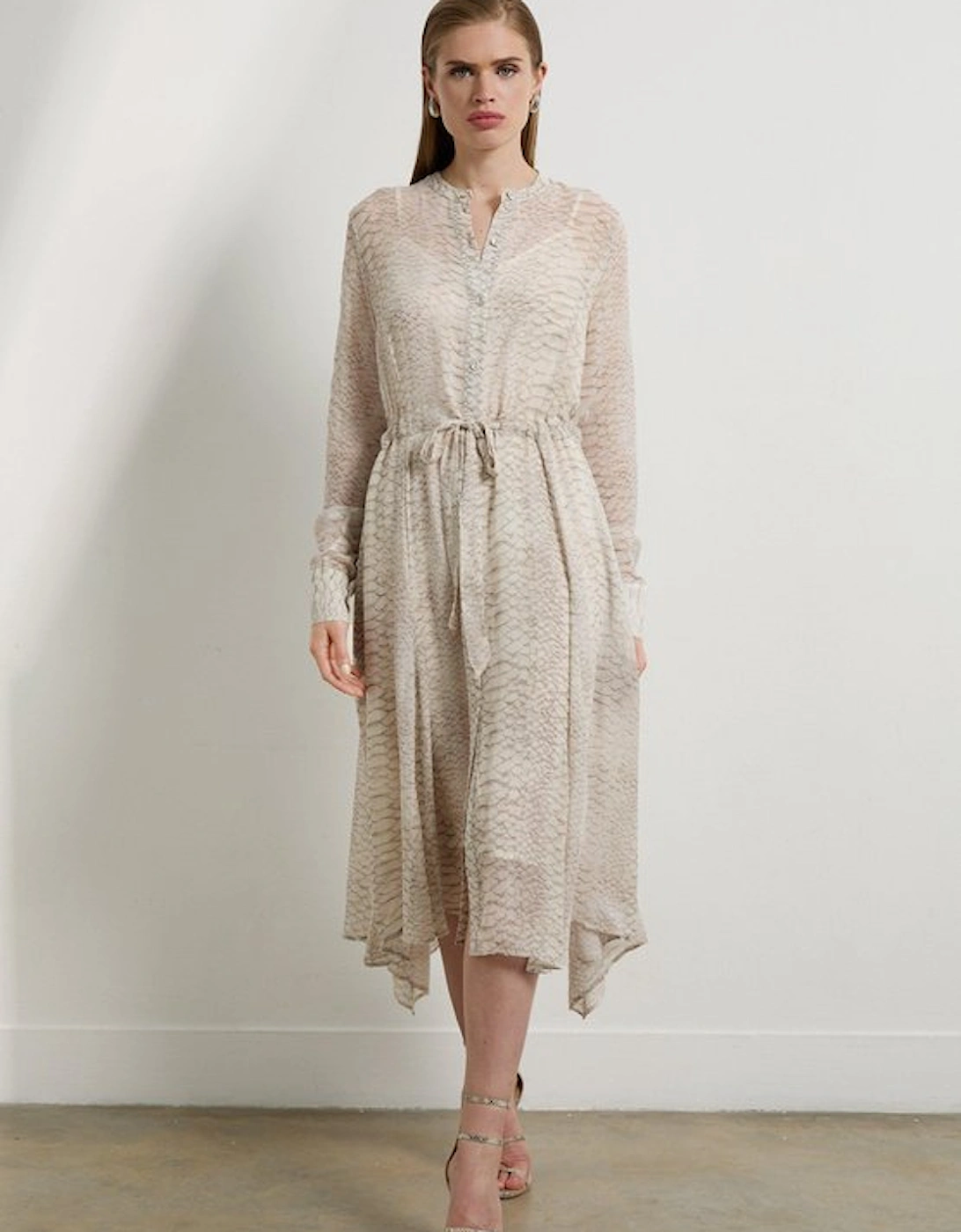 Animal Print Viscose Georgette Woven Midi Dress