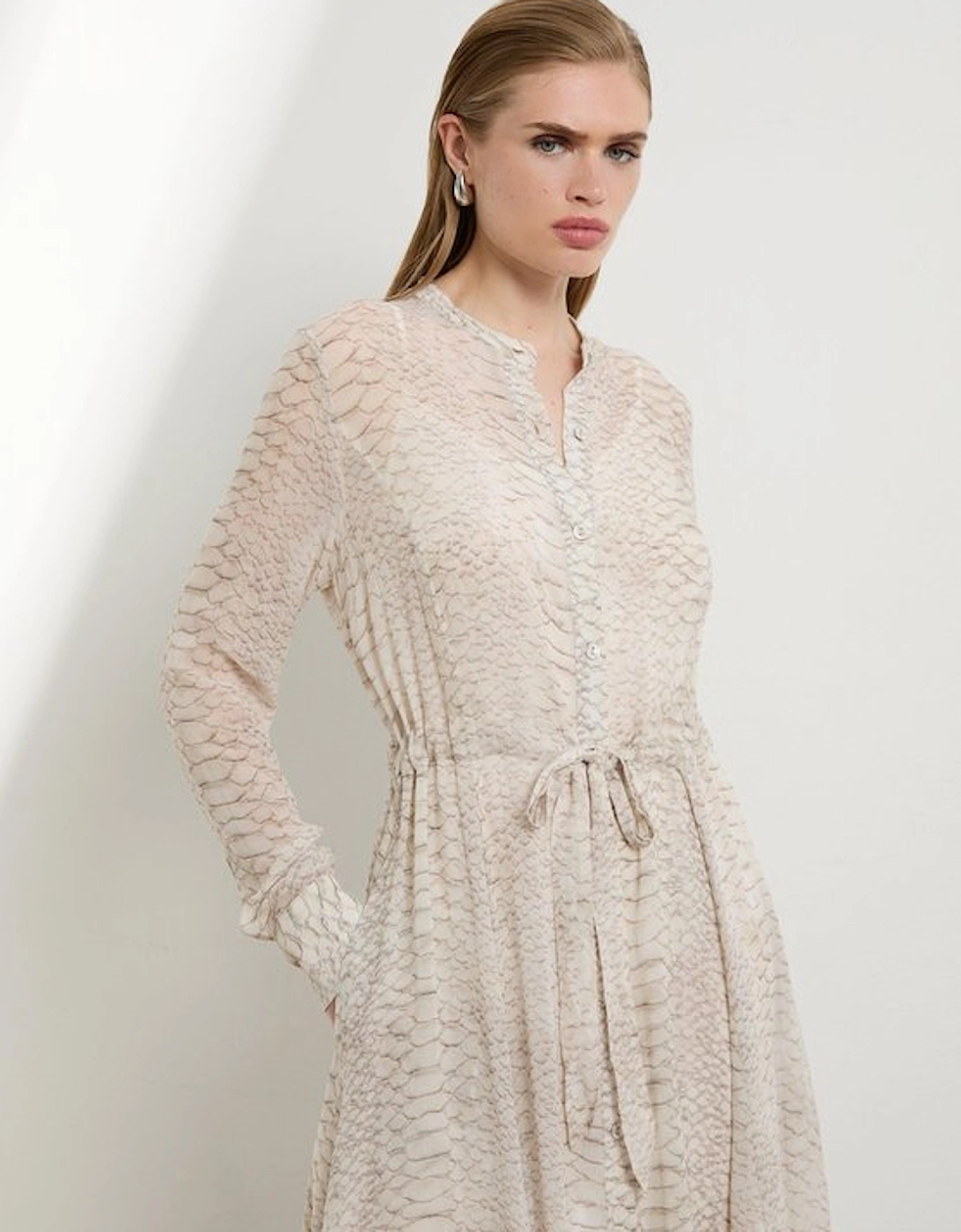 Animal Print Viscose Georgette Woven Midi Dress