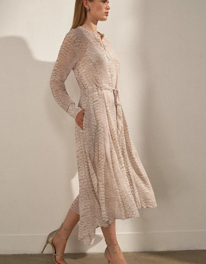 Animal Print Viscose Georgette Woven Midi Dress
