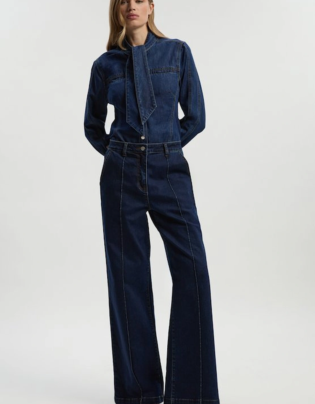 Denim Seam Front Straight Leg Jean