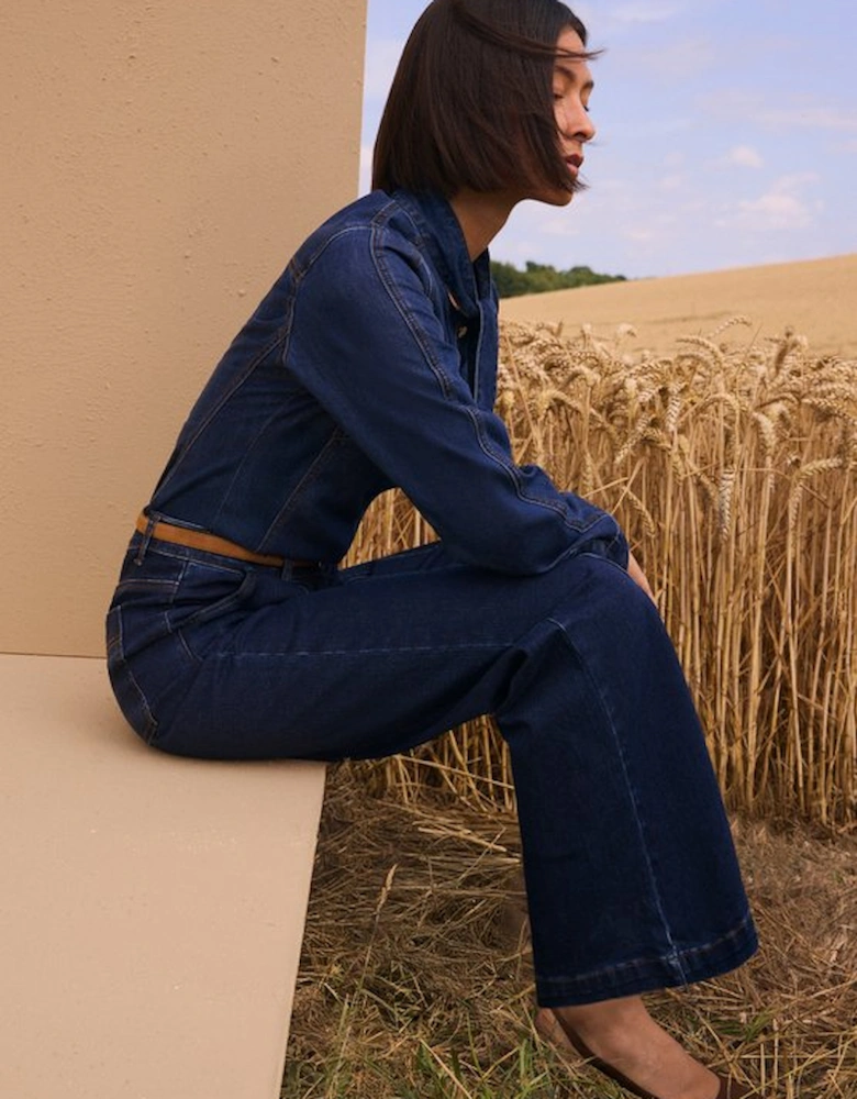 Denim Seam Front Straight Leg Jean