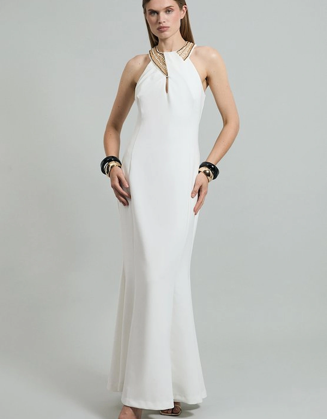 Enamel Chain Detail Halter Maxi Dress, 5 of 4