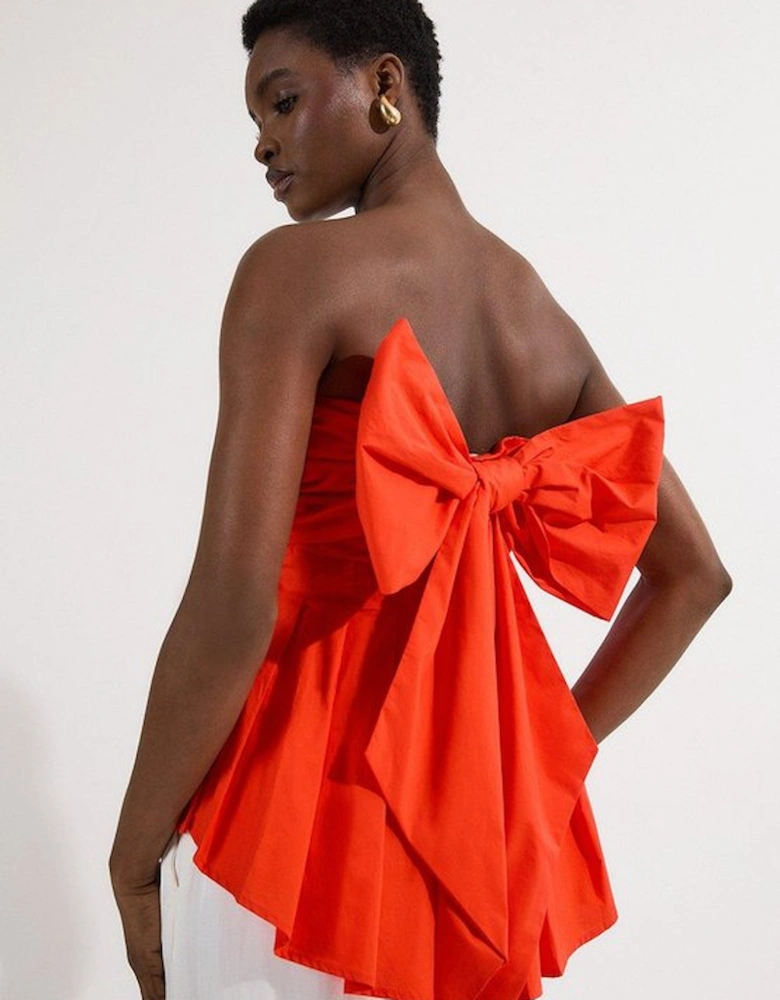 Cotton Poplin Bow Detail Woven Blouse