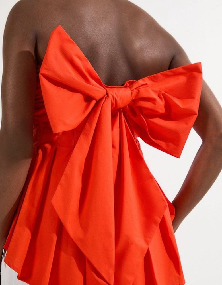 Cotton Poplin Bow Detail Woven Blouse