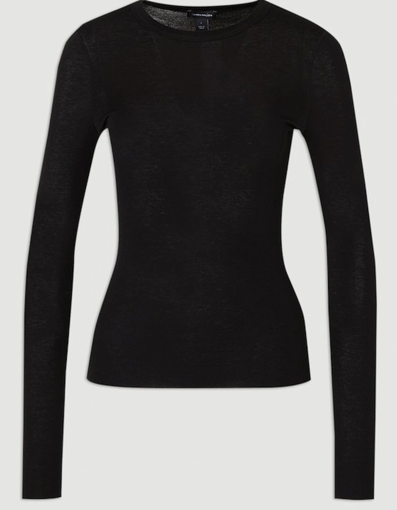 Plus Size Wool Blend Crew Neck Long Sleeve Top