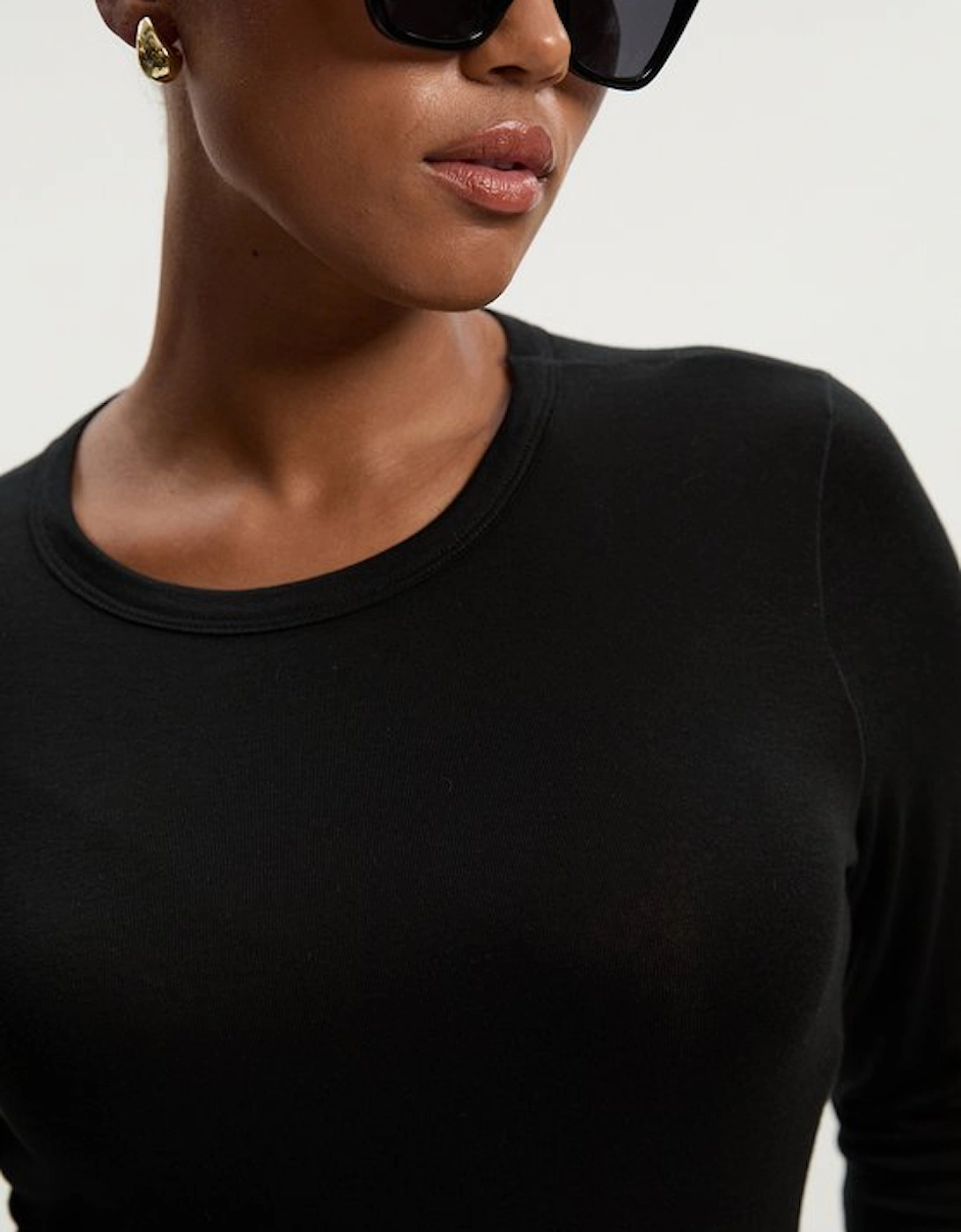 Plus Size Wool Blend Crew Neck Long Sleeve Top