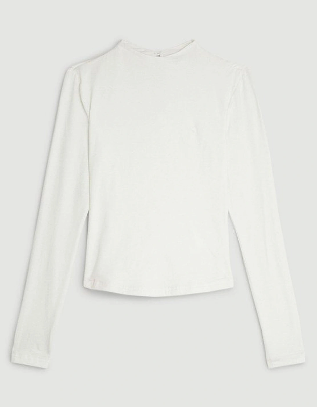 Stretch Cotton Funnel Neck Top