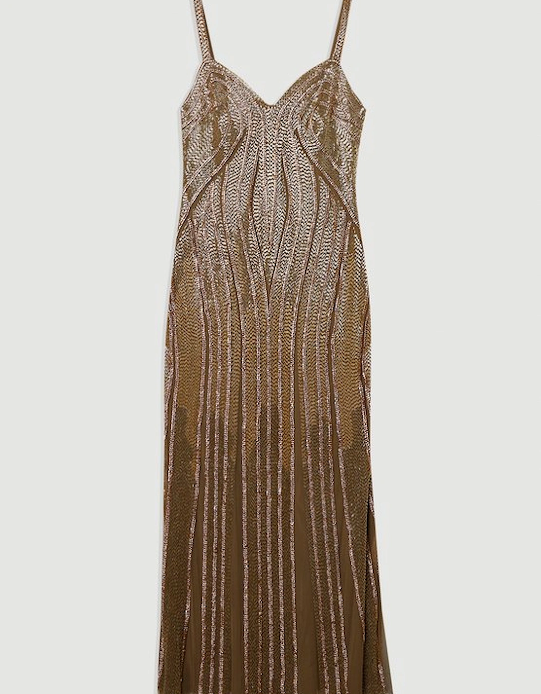 Petite Beaded Contour Sweet Heart Neckline Woven Maxi Dress