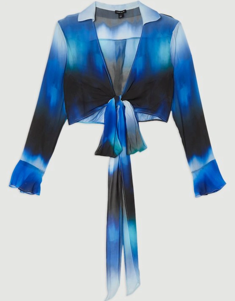 Beach Viscose Georgette Ombre Woven Wrap Top