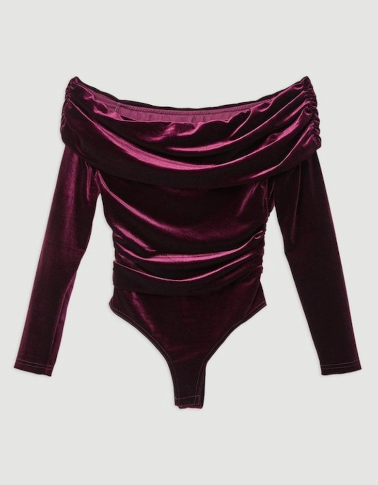 Jersey Off The Shoulder Velvet Bodysuit