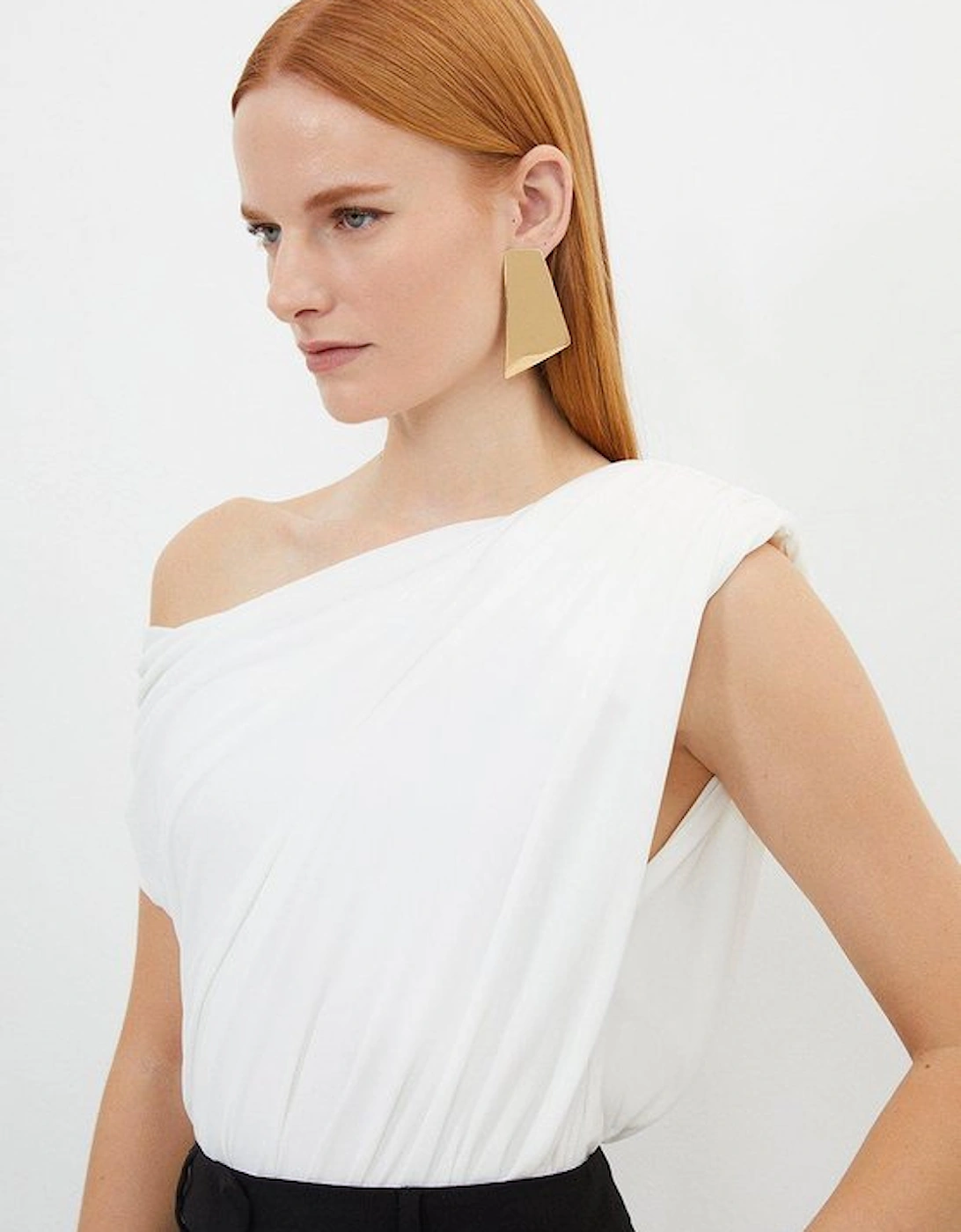 Jersey Crepe Asymmetric Bodysuit