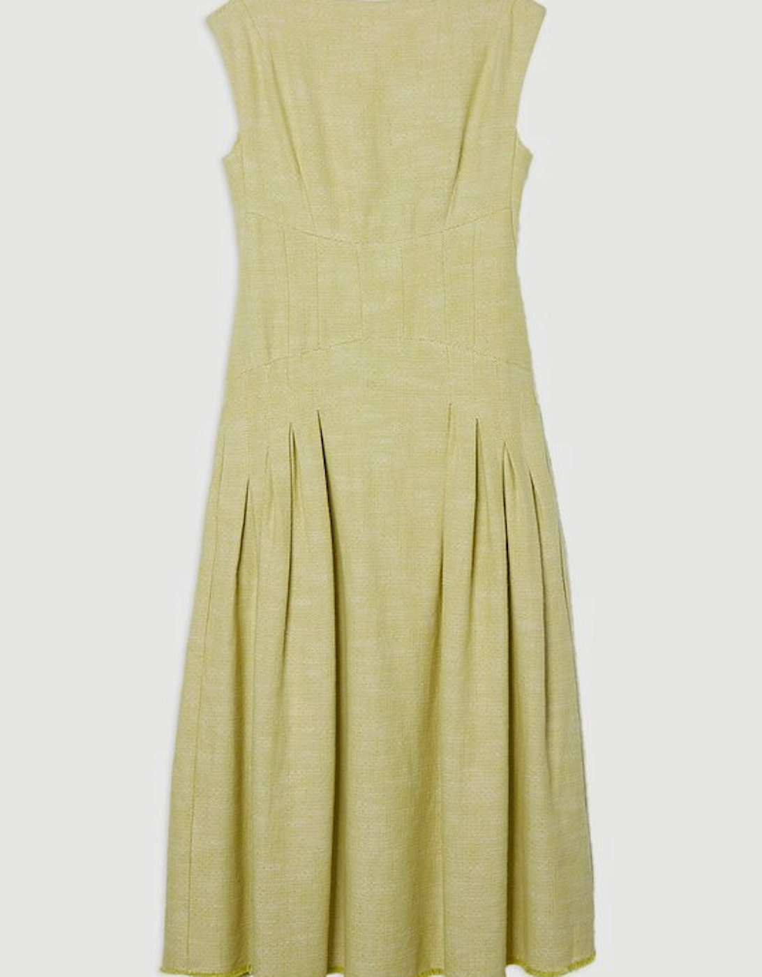 Spring Tweed Tailored Sleeveless Full Skirted Midi Dress