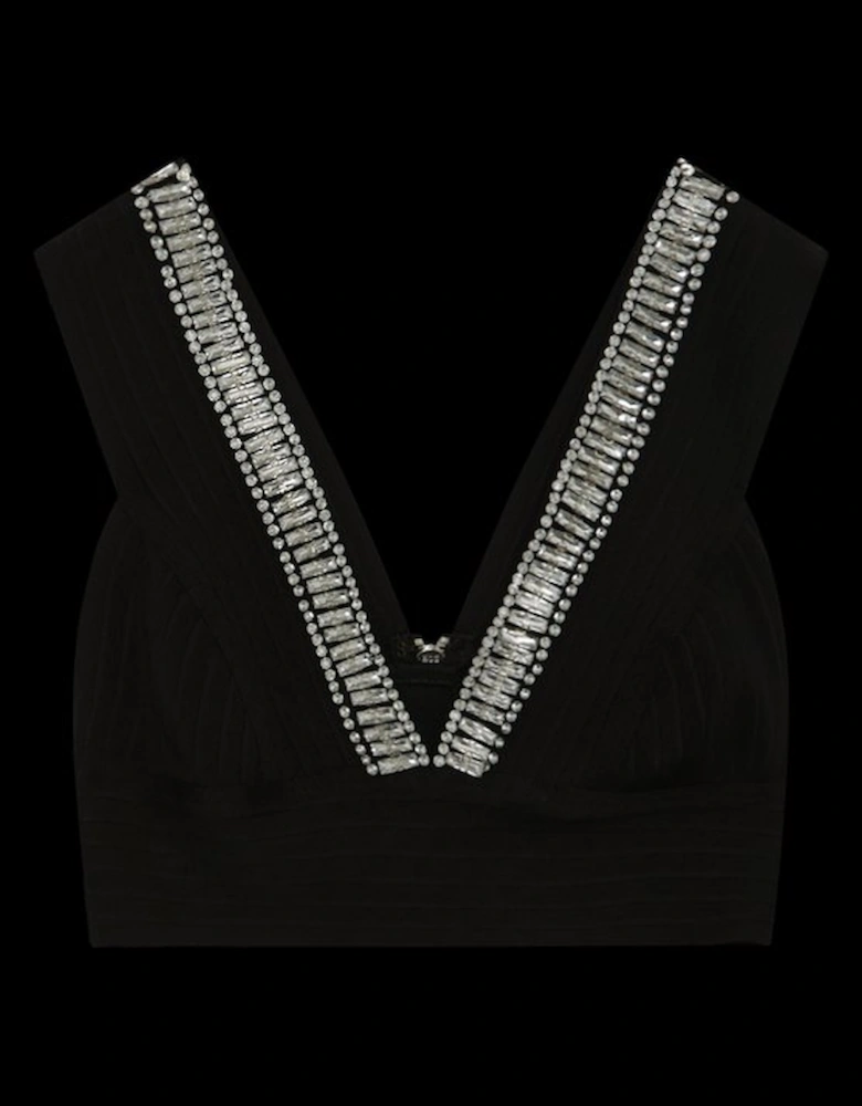 Bandage Embellished Trim Cut Out Bikini Top