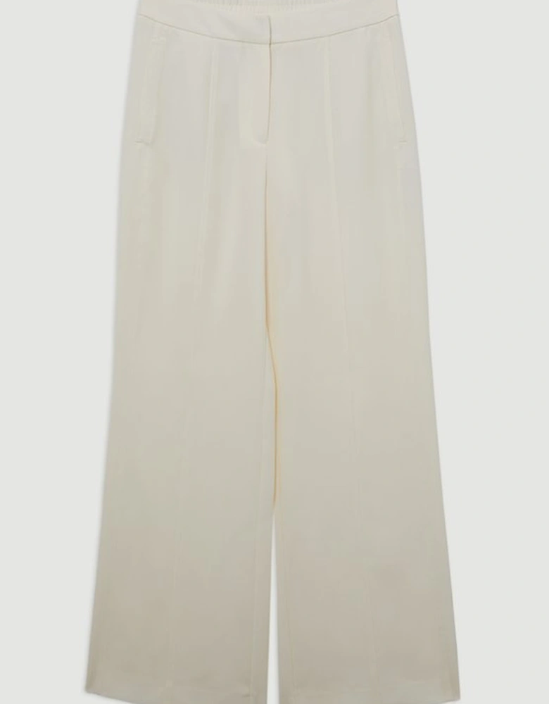 Tailored Crepe Seam Detail Straight Leg Trousers