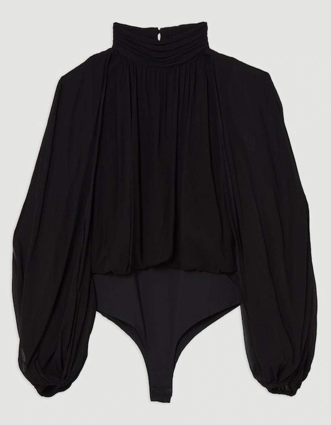 Petite Viscose Georgette Cady Lace Insert Bodysuit