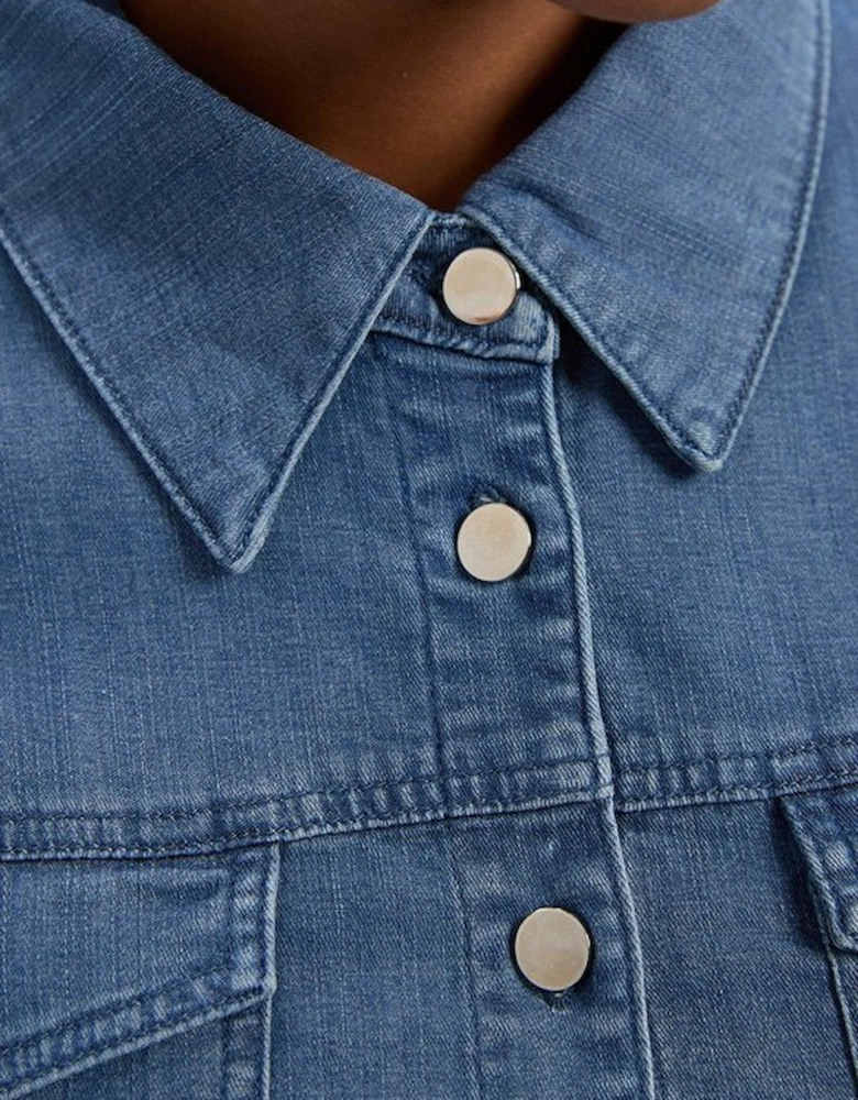 Plus Size Chambray Stretch Denim Shirt