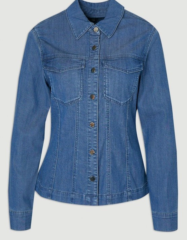 Plus Size Chambray Stretch Denim Shirt