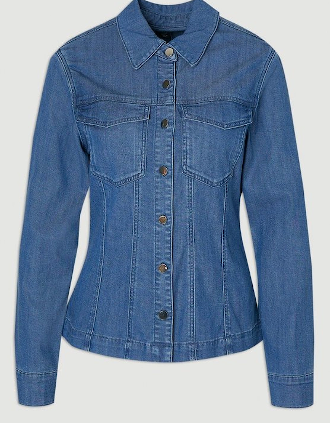 Plus Size Chambray Stretch Denim Shirt