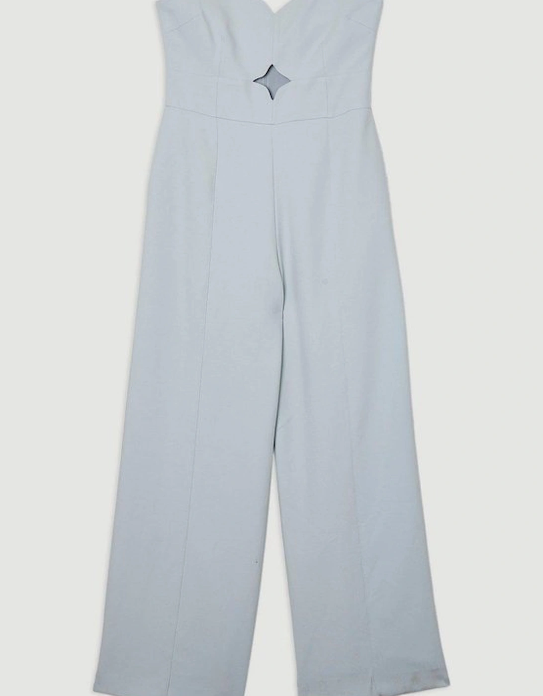 Compact Stretch Bandeau Tailored Wide Leg Jumpsuit