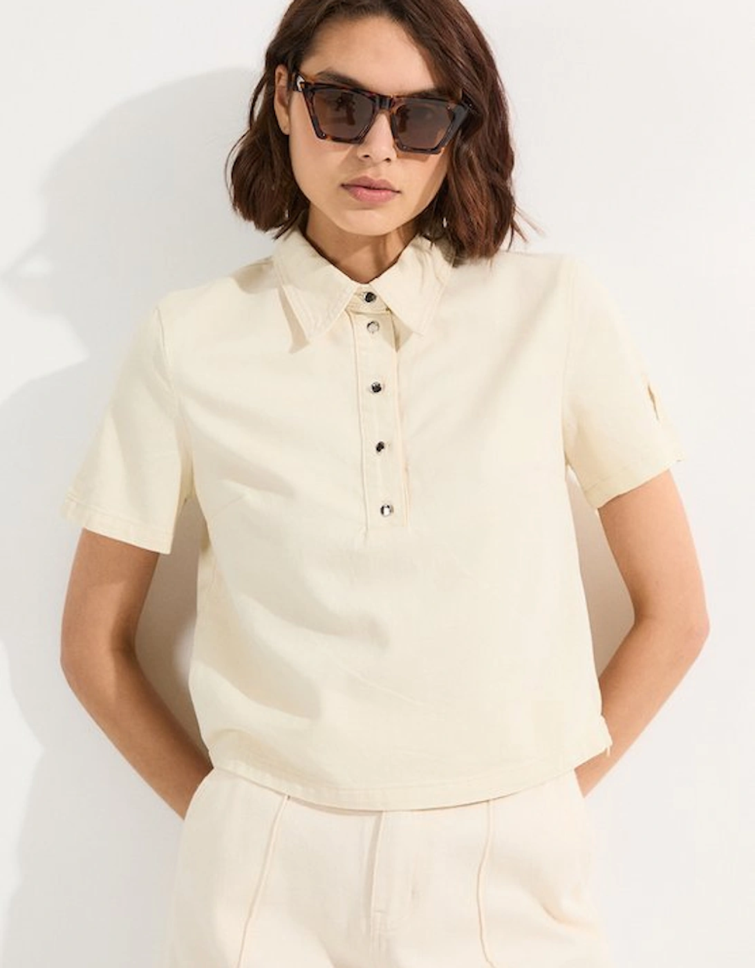 Denim Short Sleeve Button Shirt, 5 of 4