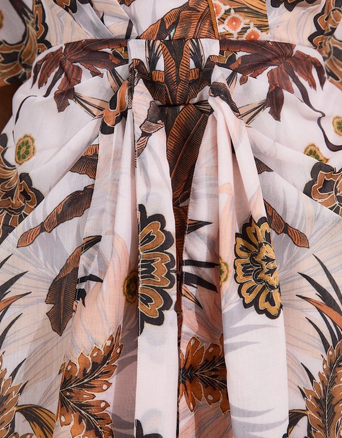 Abstract Print Cotton Kimono Sleeve Woven Mini Dress