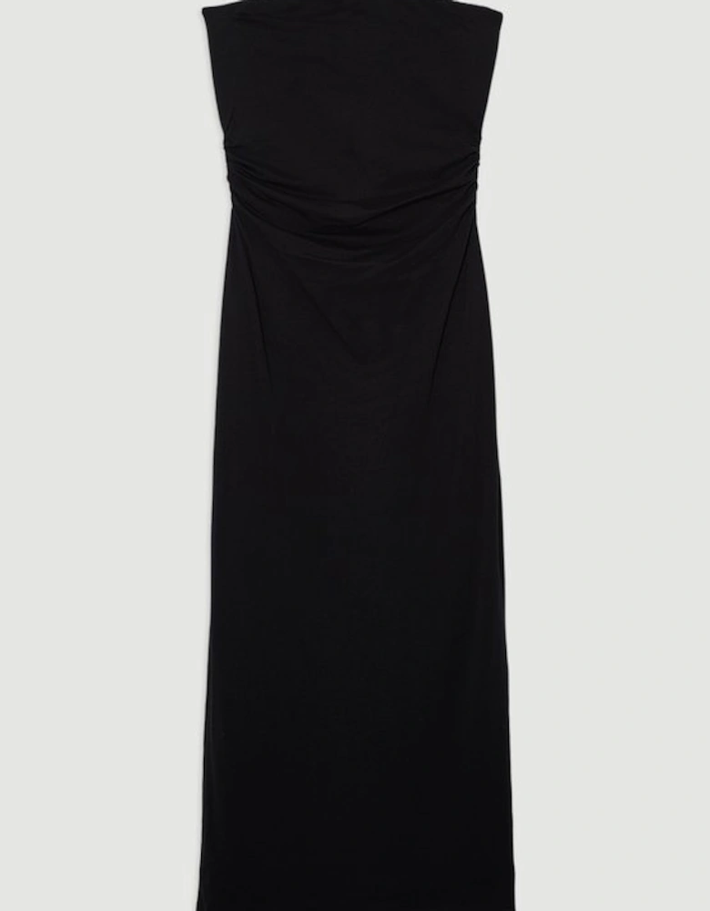 Stretch Cotton Jersey Bandeau Maxi Dress