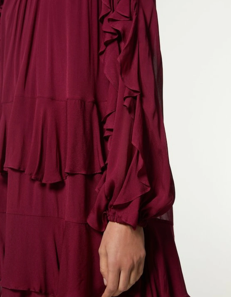 Drama Ruffle Viscose Georgette Woven Mini Dress
