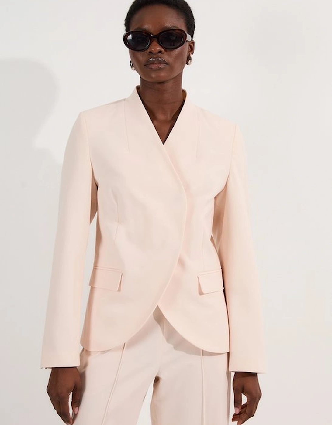 Petite Compact Stretch Asymmetric Single Breasted Tailored Blazer, 5 of 4