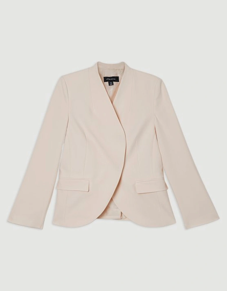 Petite Compact Stretch Asymmetric Single Breasted Tailored Blazer