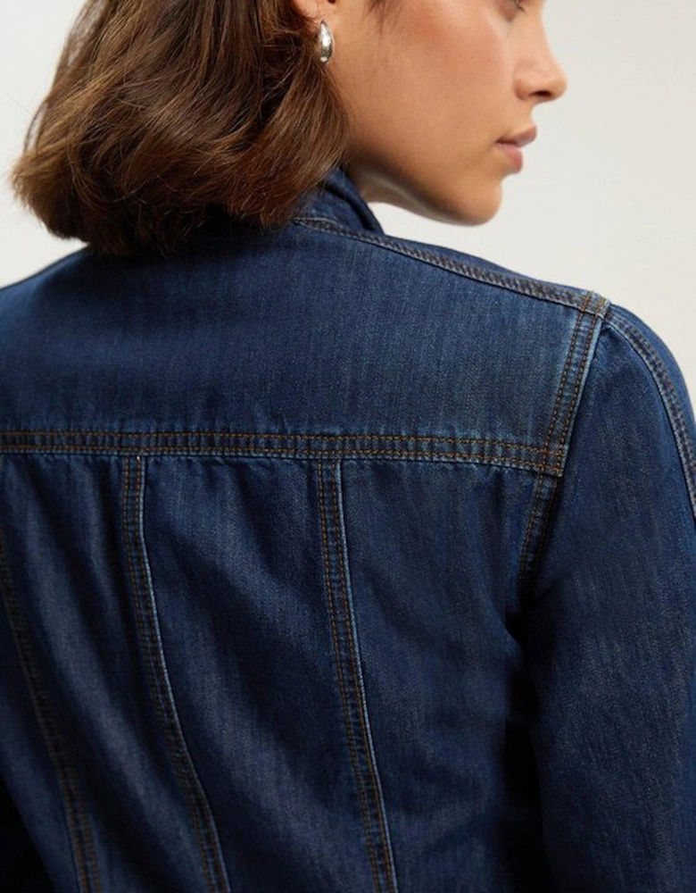 Denim Pussy Bow Shirt Dress