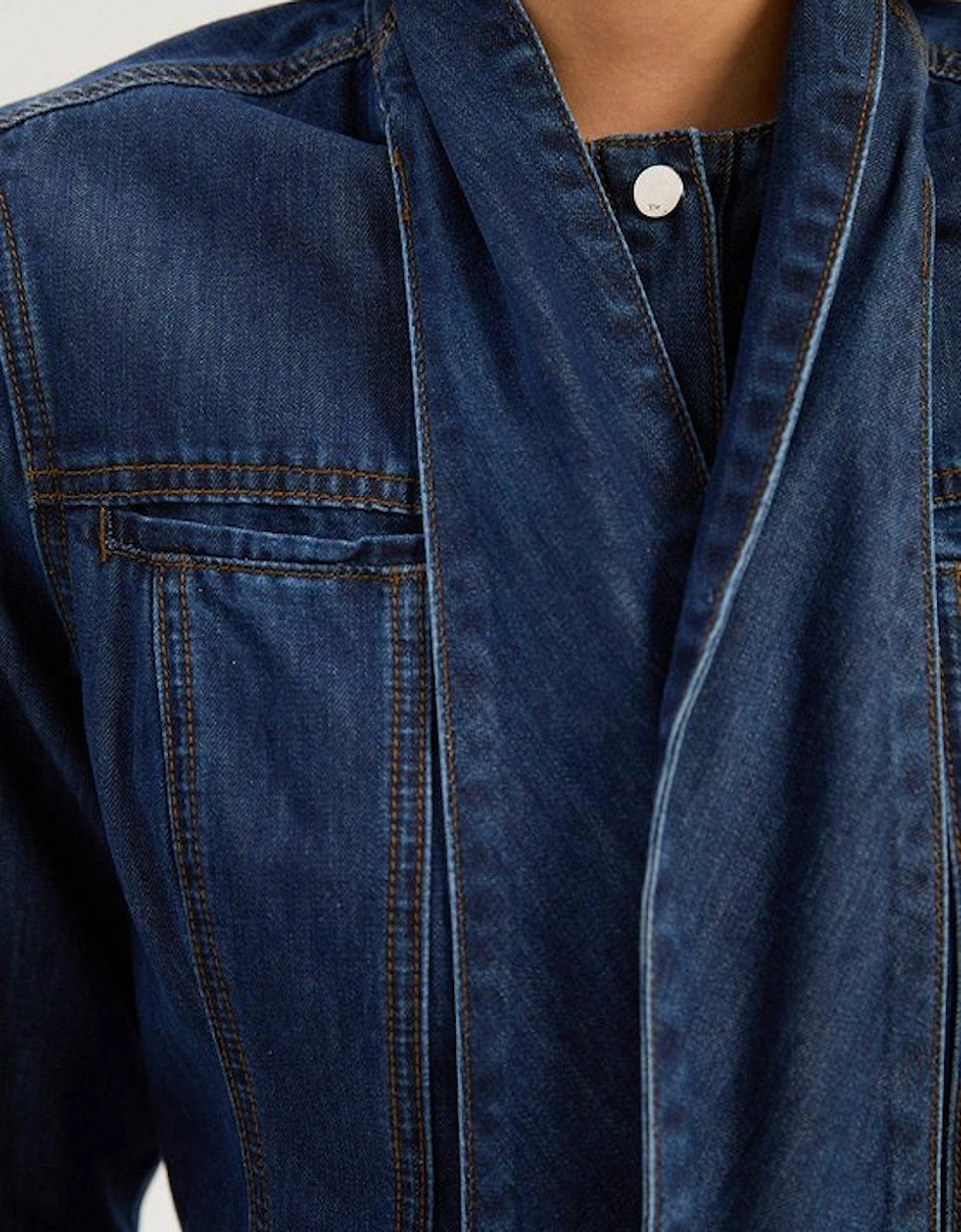 Denim Pussy Bow Shirt Dress