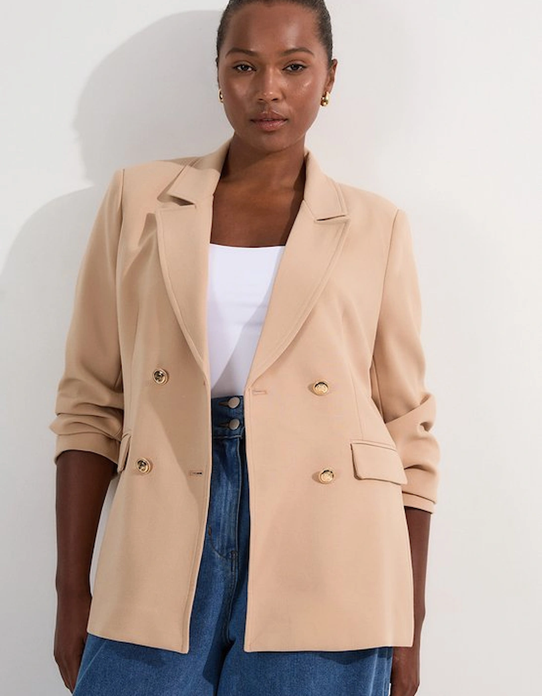 Plus Size Compact Essential Tailored Double Breasted Blazer, 5 of 4