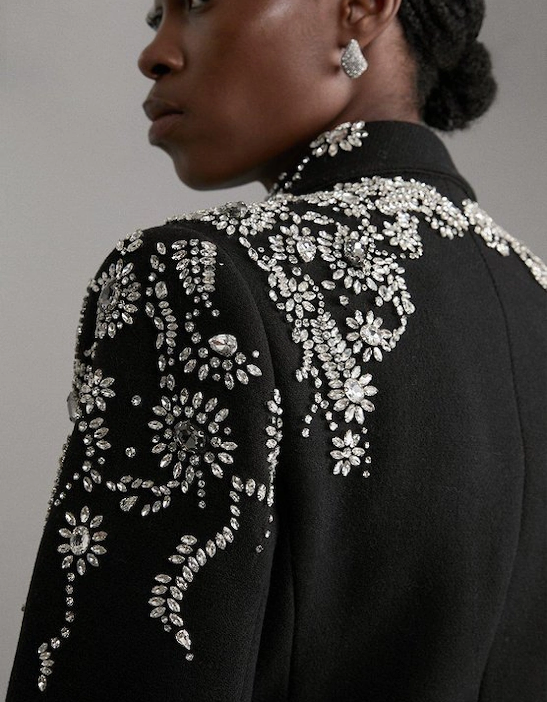 Tailored Wool Embellished Double Breasted Midi Coat