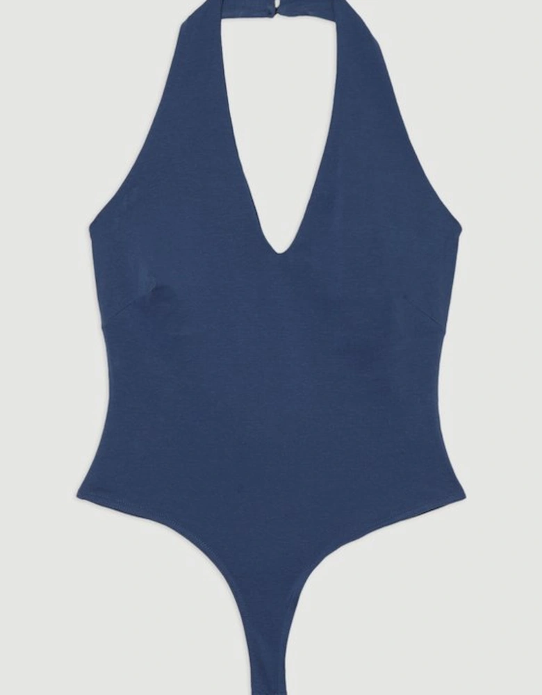 Stretch Cotton Jersey Halter Jersey Bodysuit