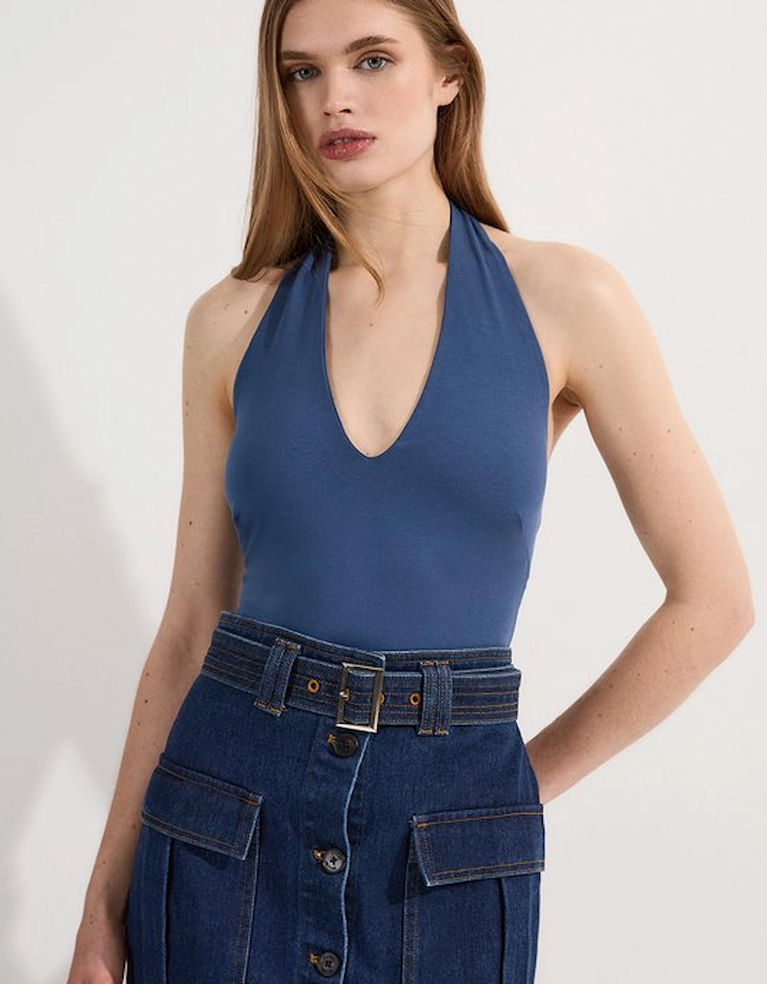 Stretch Cotton Jersey Halter Jersey Bodysuit, 5 of 4