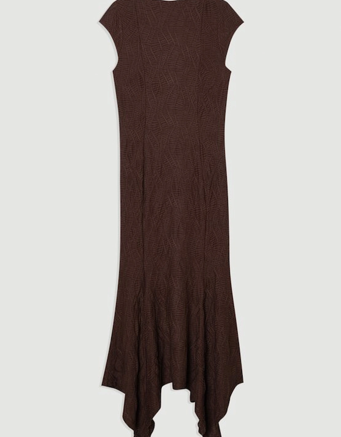 Textured Hanky Hem Short Sleeve Trim Detail Jersey Maxi Dress