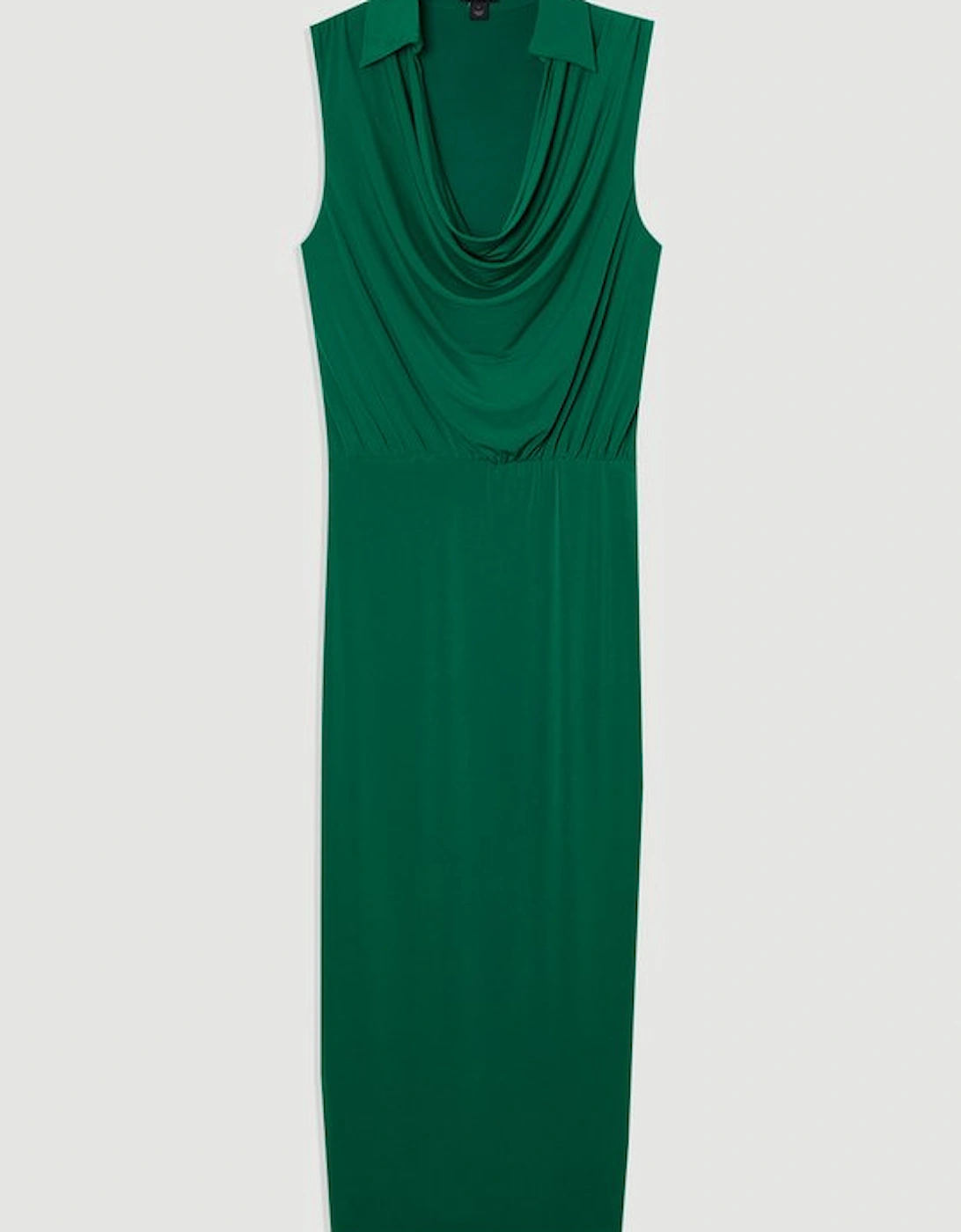 Drape Collared Crepe Maxi Dress