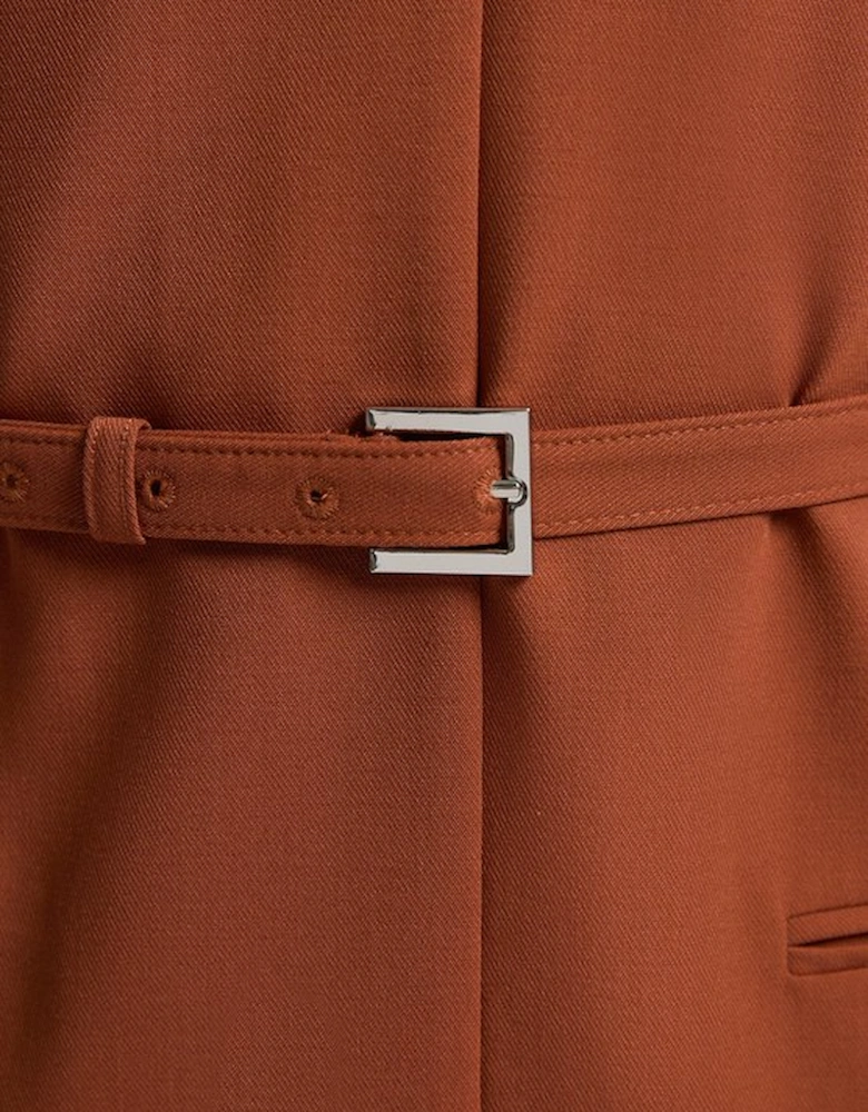 Tailored Twill Essential Sleeveless Belted Pencil Maxi Dress