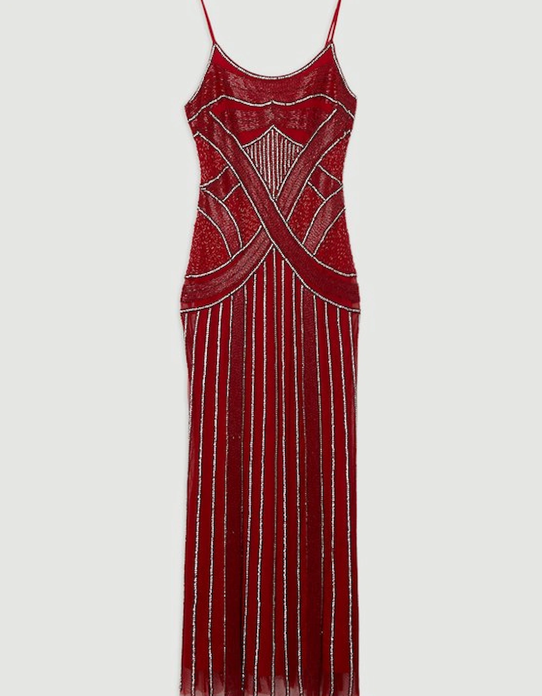 Crystal Beaded Strappy Woven Maxi Dress