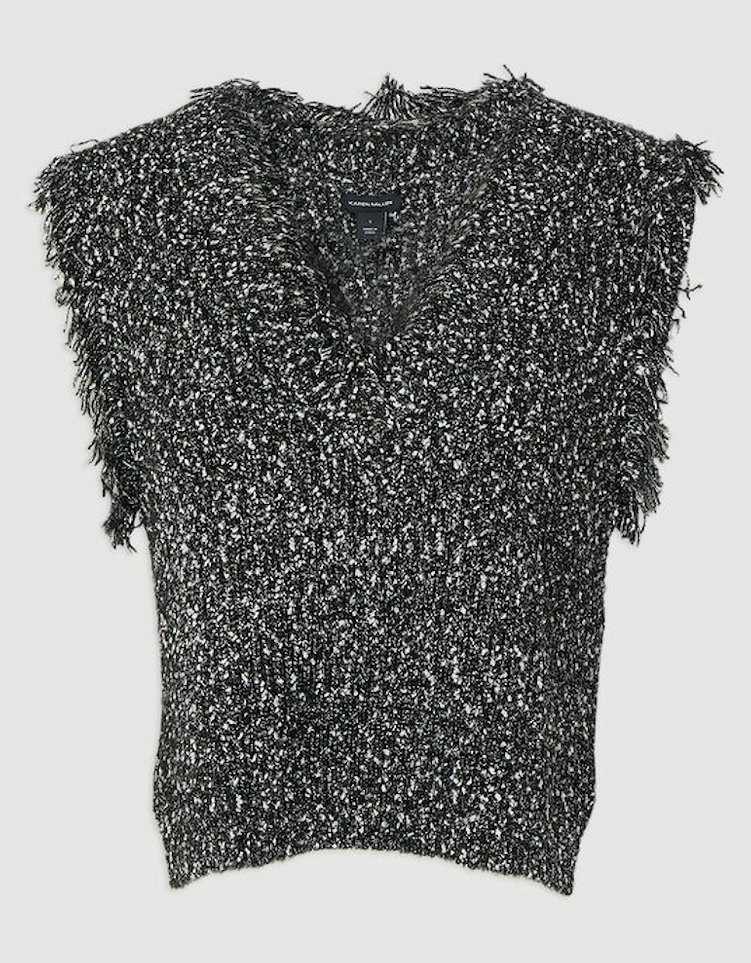 Tweed Yarn Fringe Trim Knitted Tank