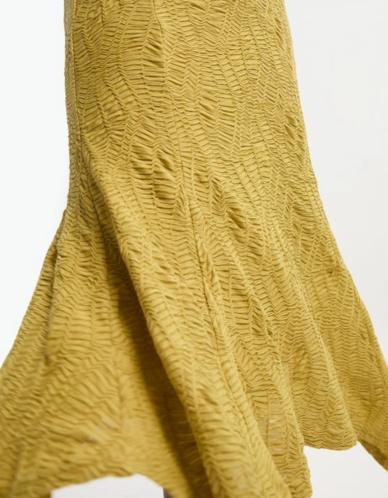 Plus Size Textured Hanky Hem Short Sleeve Trim Detail Jersey Maxi Dress