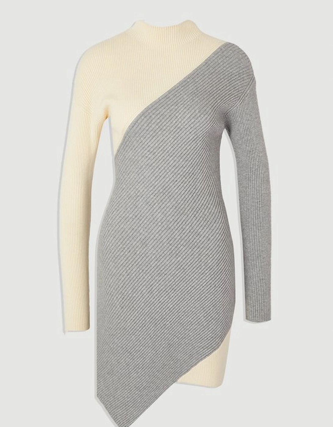 Soft Ribbed Asymmetric Hem Knitted Dress