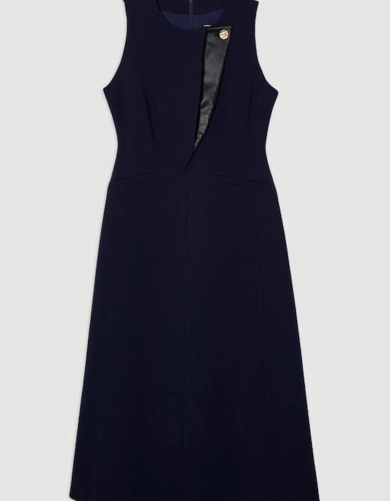 Compact Stretch Contrast Tipped Full Skirted Maxi Dress