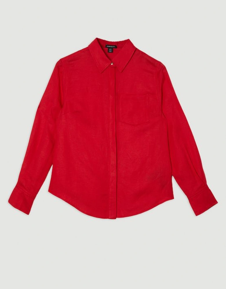 Viscose Linen Woven Long Sleeve Shirt